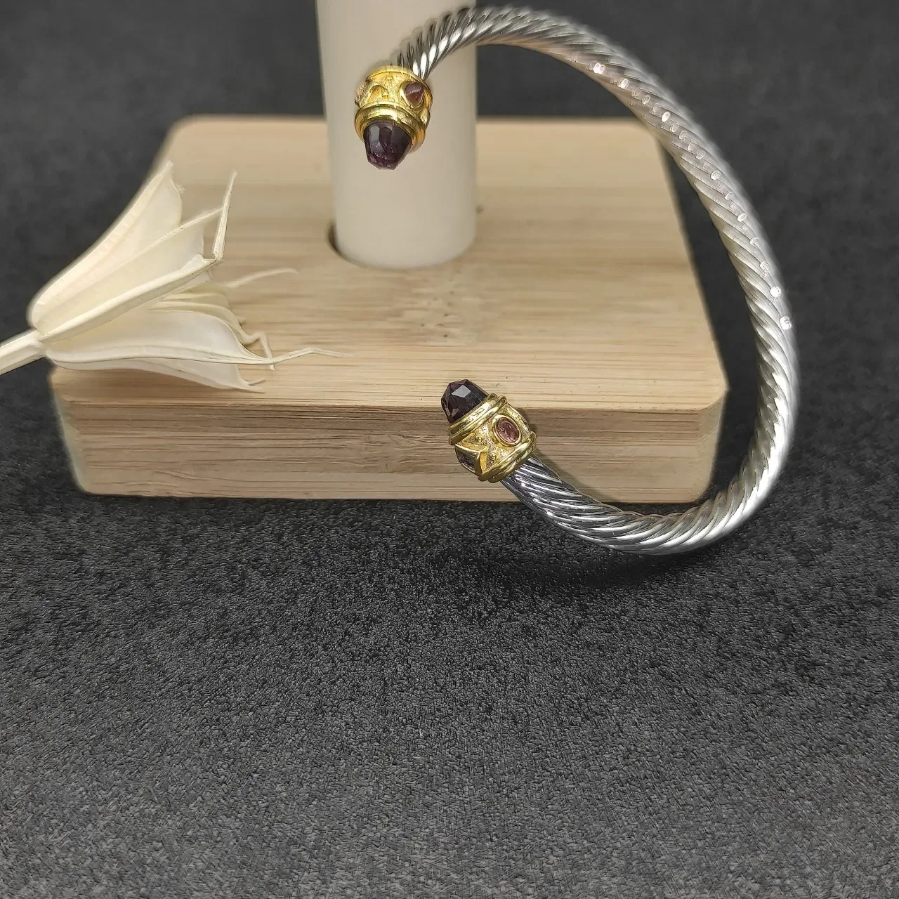 Twisted Cable Two-Tone Gem-Set Bracelet 7