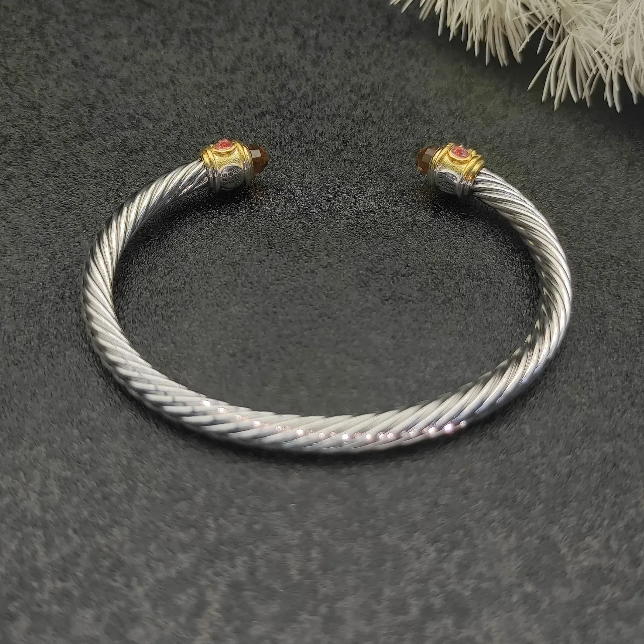 Twisted Cable Two-Tone Gem-Set Bracelet 8