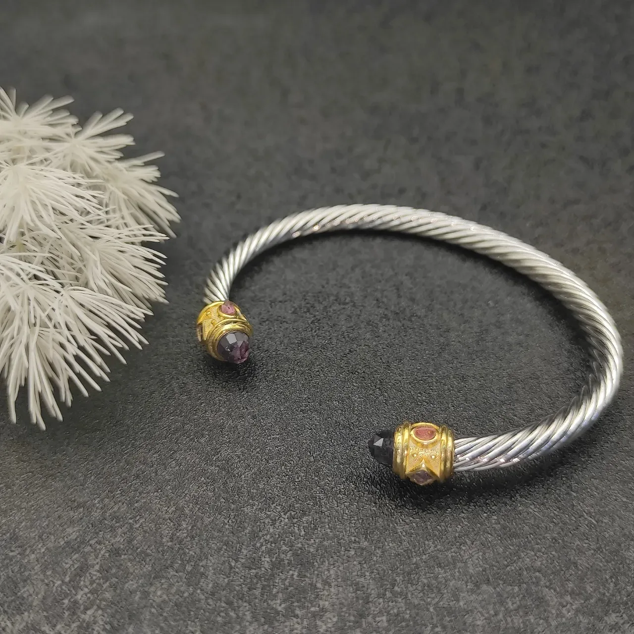 Twisted Cable Two-Tone Gem-Set Bracelet 9