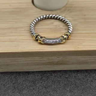Twisted Rope Band Dual-Tone Pavé Knot Ring