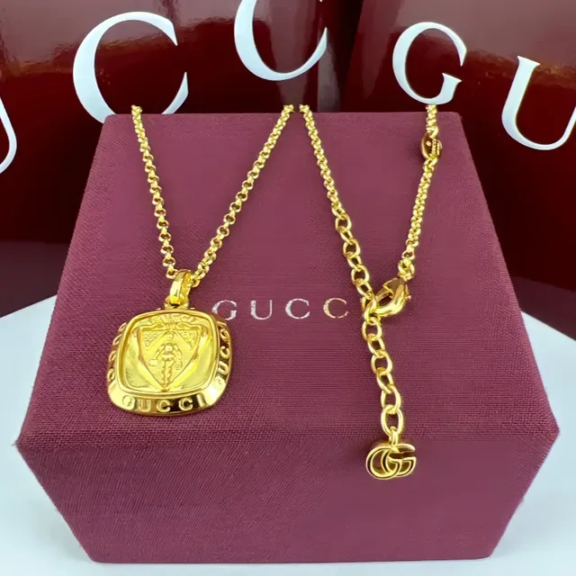 Two-Tone Gold and Silver Shield Pendant Necklace 7