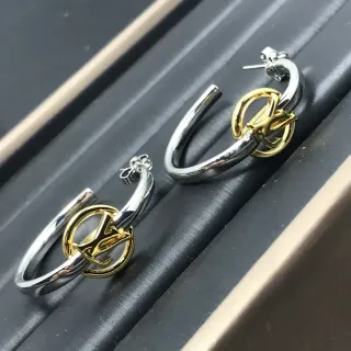 Two-Tone Interlocking Logo Hoop Earrings
