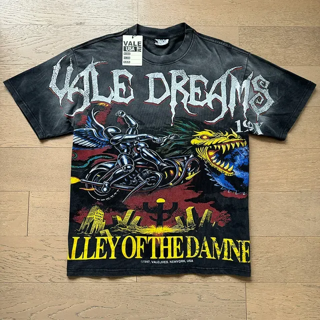 Vale Acid-Wash Distressed Graphic Print T-Shirt 3