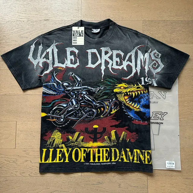 Vale Acid-Wash Distressed Graphic Print T-Shirt 4