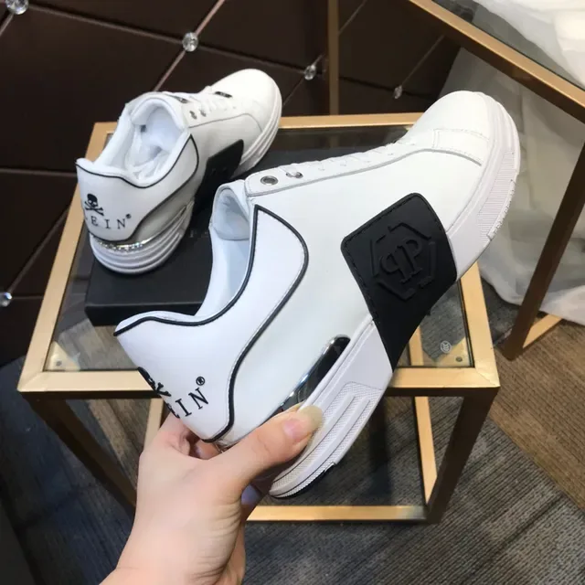 White and Black Logo Plaque Lifestyle Sneaker 4