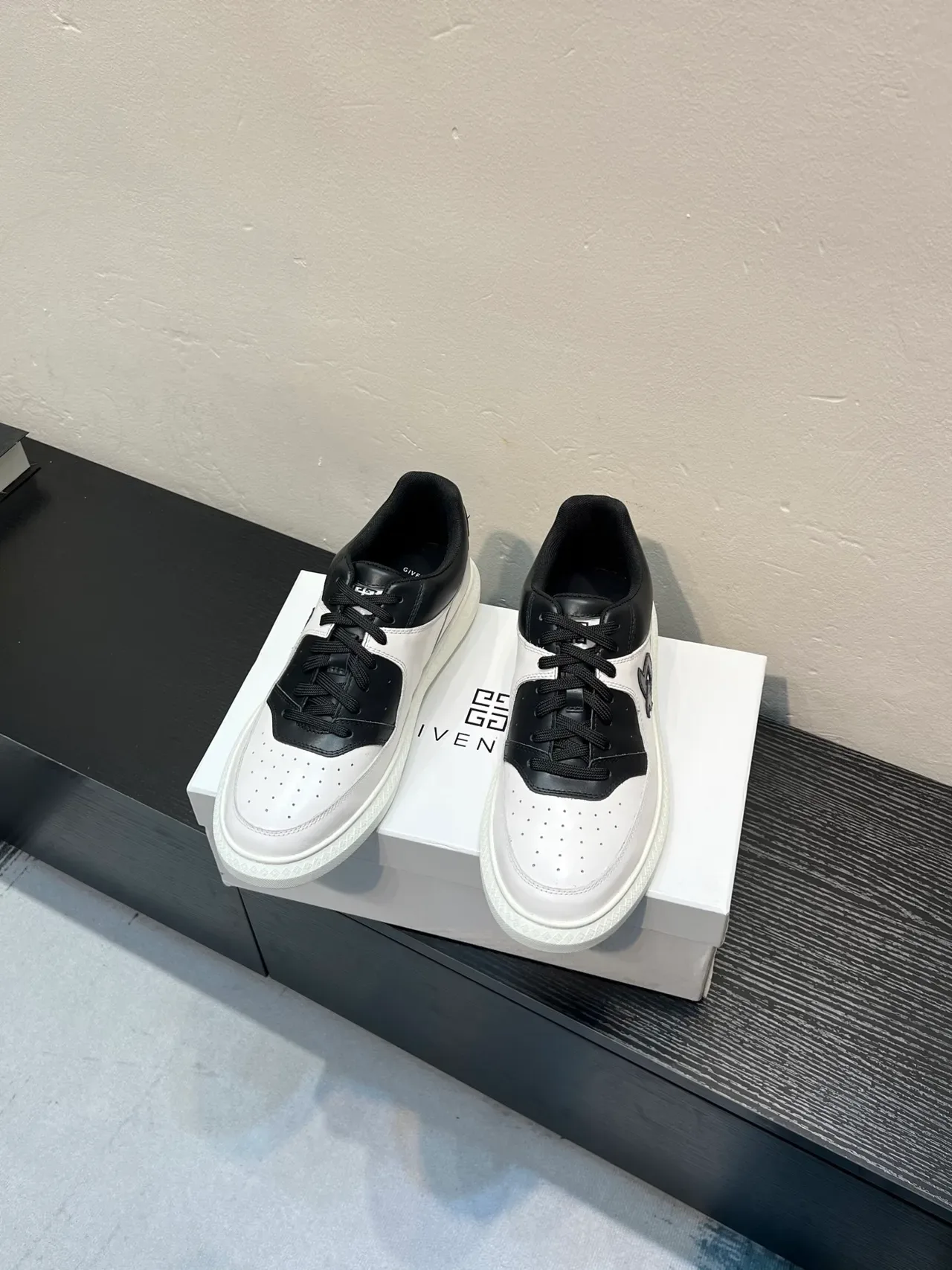 White and Black Monogram Logo Lifestyle Sneaker 2