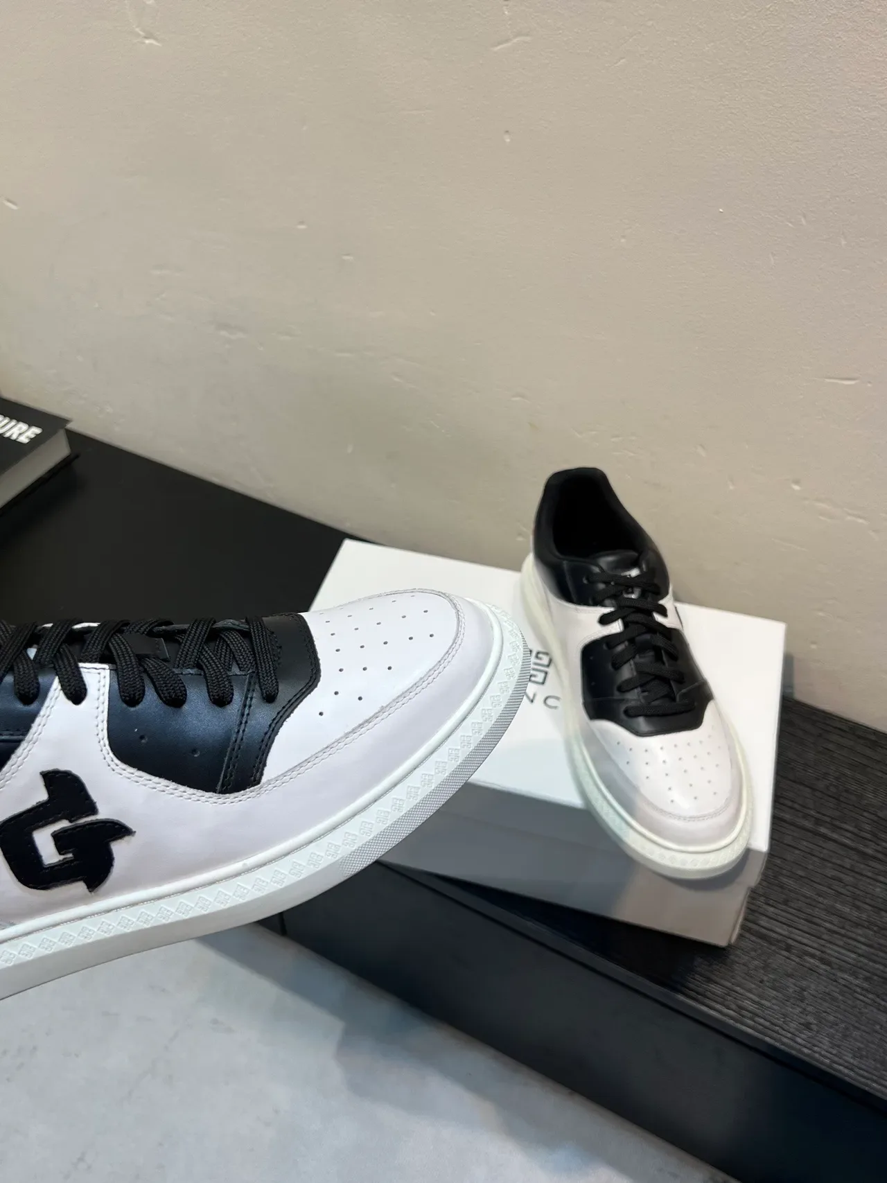 White and Black Monogram Logo Lifestyle Sneaker 8