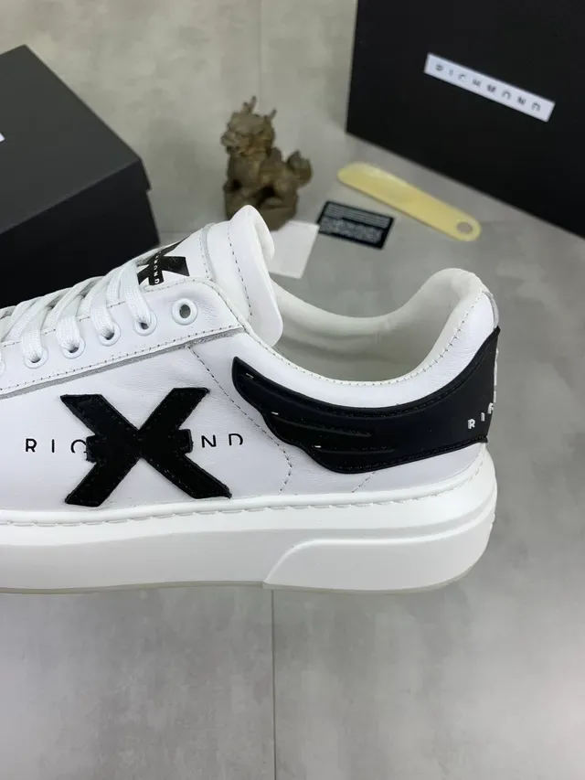 White and Black X-Logo Platform Sneaker 4