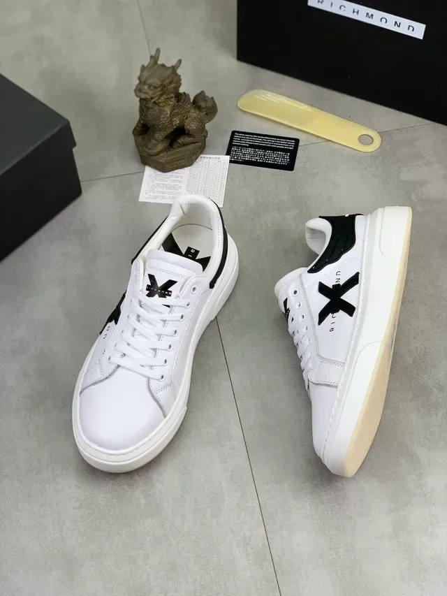 White and Black X-Logo Platform Sneaker 5