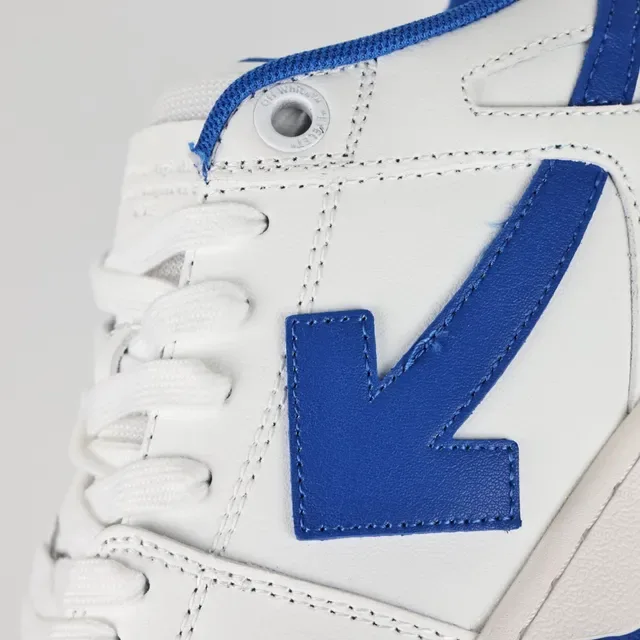 White and Blue Arrow-Logo Low-Top Sneaker 6