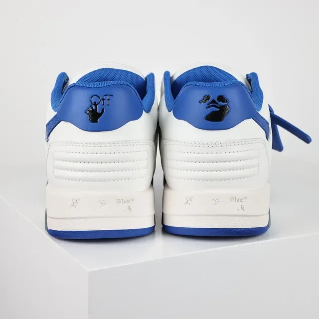 White and Blue Arrow-Logo Low-Top Sneaker 8