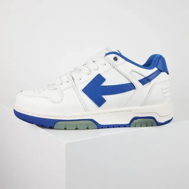 White and Blue Arrow-Logo Low-Top Sneaker 9