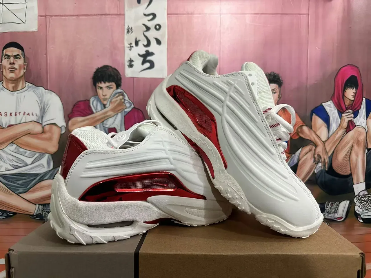White and Glossy Red Chunky Silhouette Lifestyle Sneakers 5