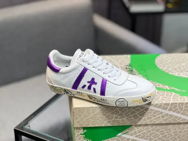 White and Metallic Purple Low-Top Lifestyle Sneaker 9