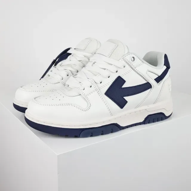White and Navy Arrow-Panel Lifestyle Sneakers 2