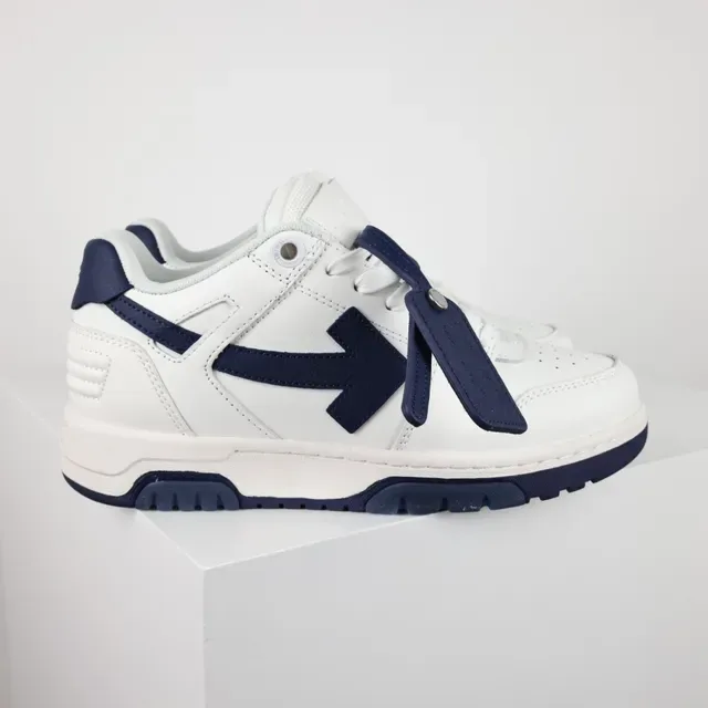 White and Navy Arrow-Panel Lifestyle Sneakers 3