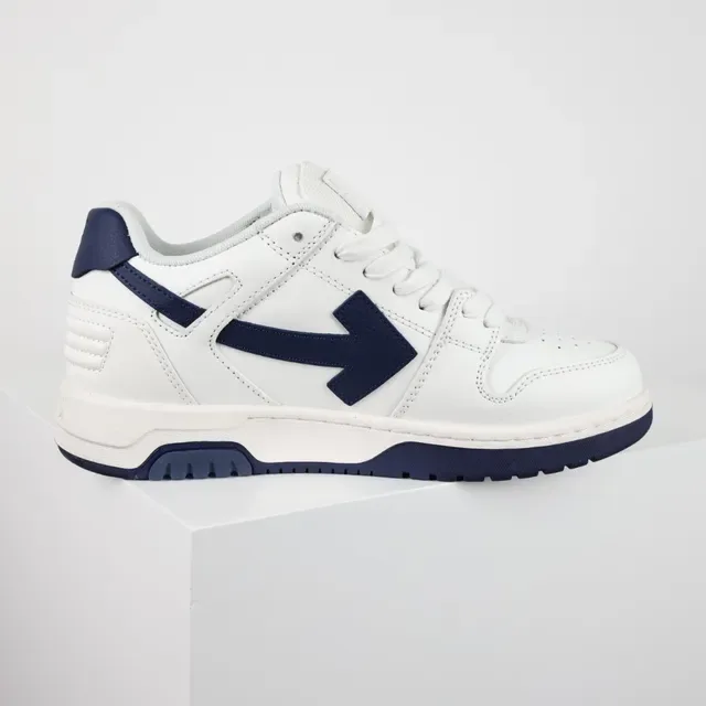 White and Navy Arrow-Panel Lifestyle Sneakers 7