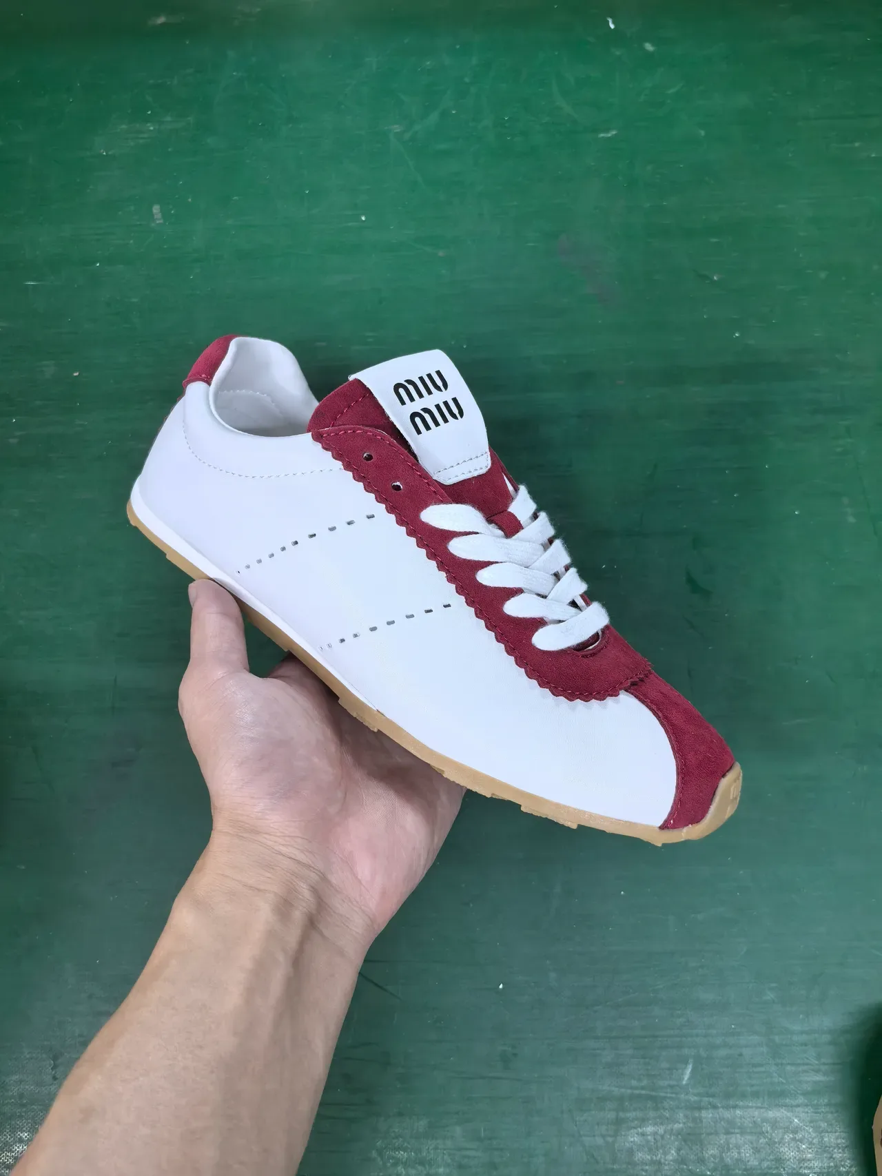 White and Red Suede Accent Retro Runner Sneaker 2