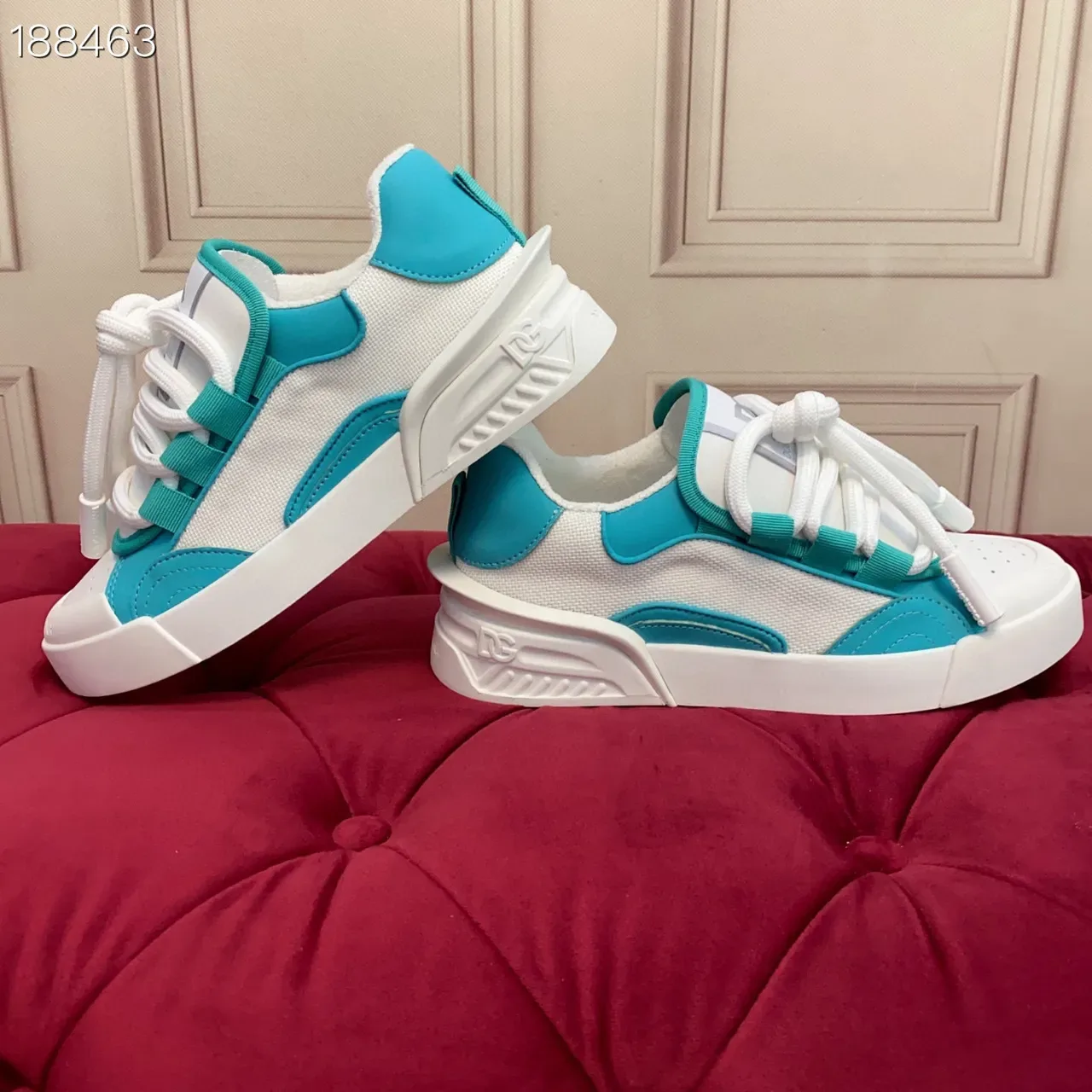 White and Turquoise Lifestyle Sneakers 6