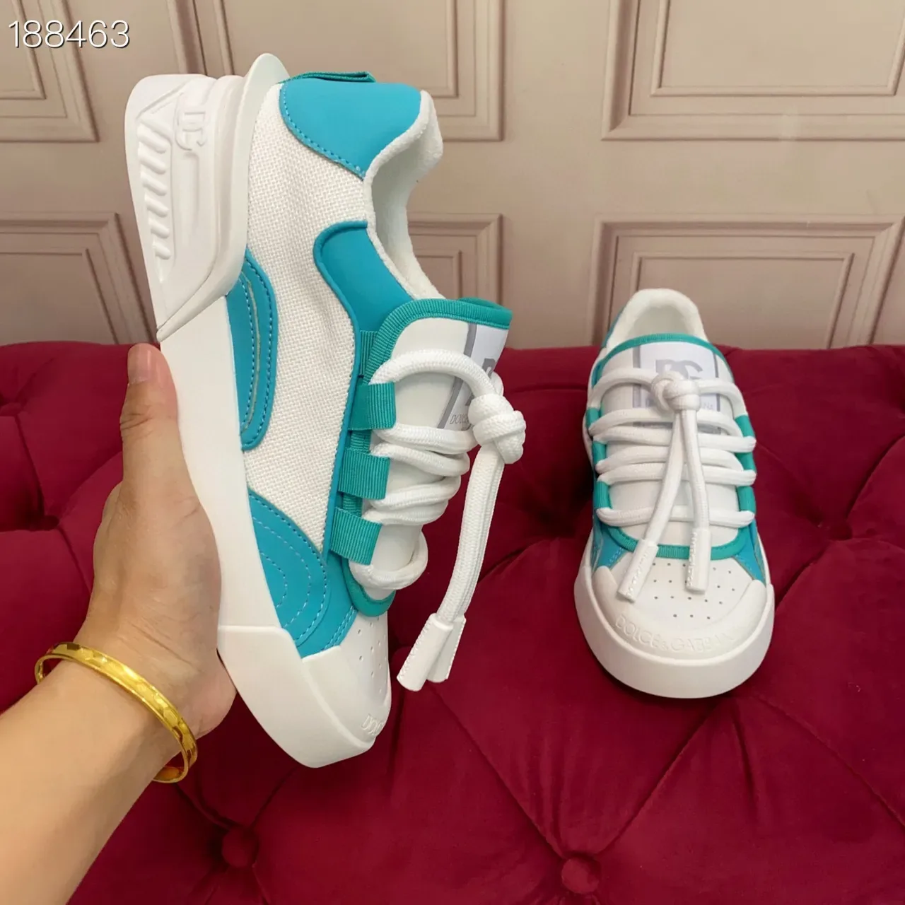 White and Turquoise Lifestyle Sneakers 7