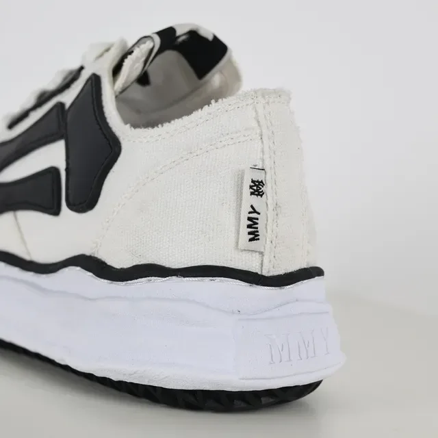 White Black Canvas Upper Asymmetrical Overlays Lifestyle Sneakers 4