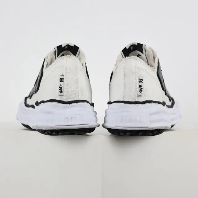 White Black Canvas Upper Asymmetrical Overlays Lifestyle Sneakers 8