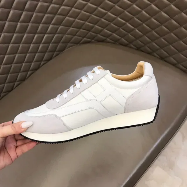 White Black Low-Top Mixed-Material Upper Sneakers 3