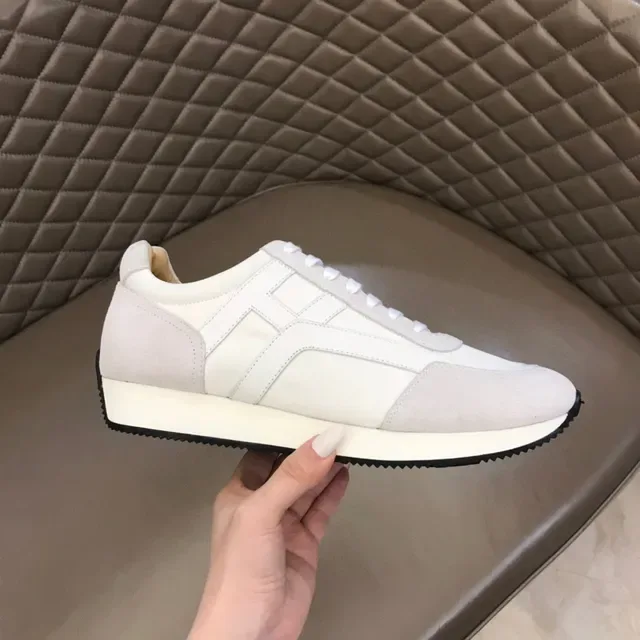 White Black Low-Top Mixed-Material Upper Sneakers 4