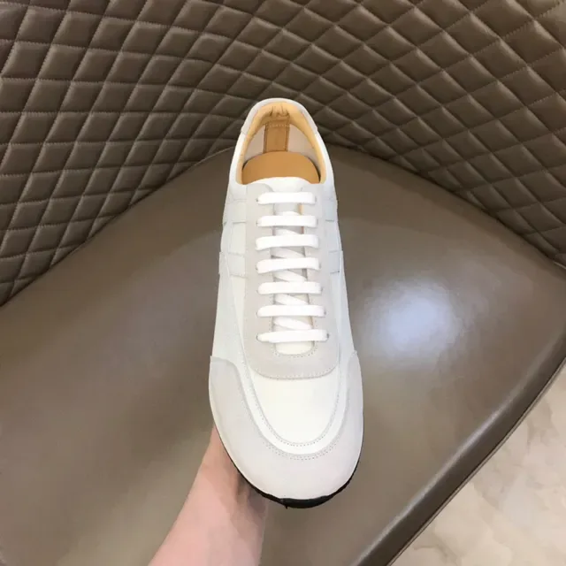 White Black Low-Top Mixed-Material Upper Sneakers 5