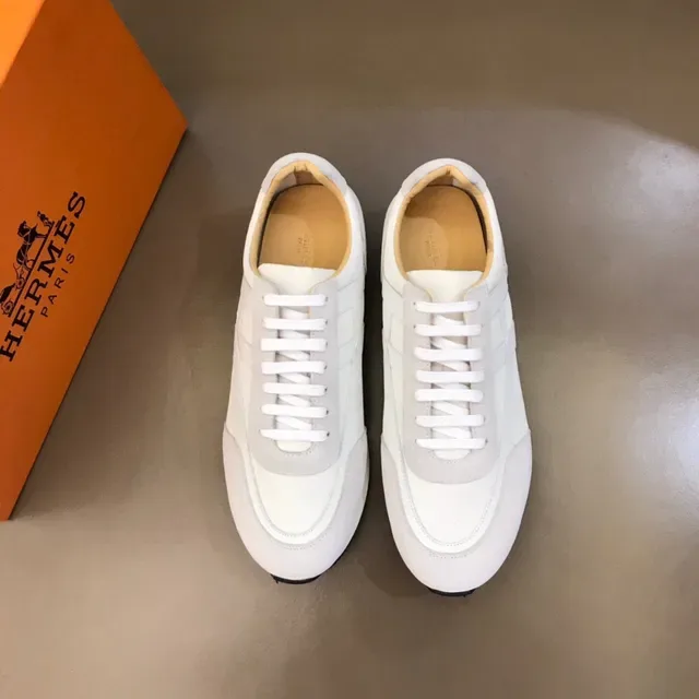 White Black Low-Top Mixed-Material Upper Sneakers 8