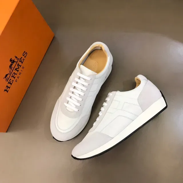 White Black Low-Top Mixed-Material Upper Sneakers 9