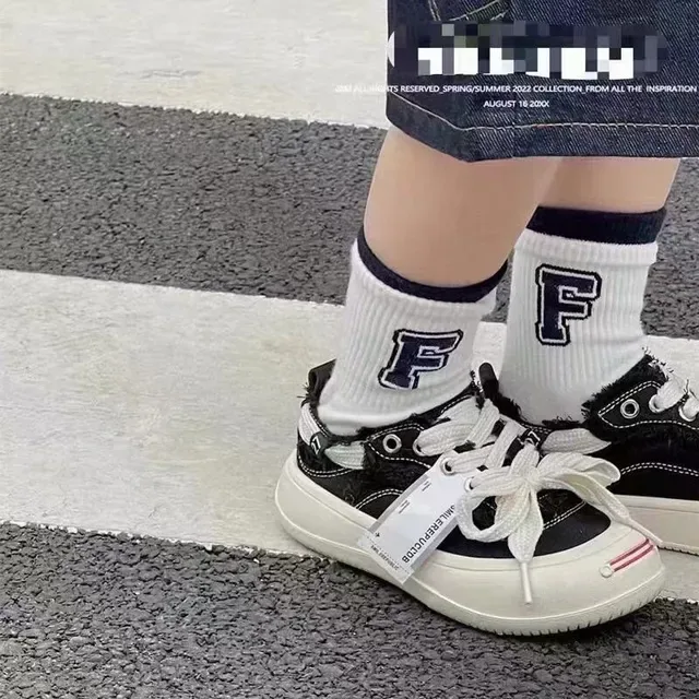 White Black Platform Sole Fuzzy Collar Trim Sneakers 20