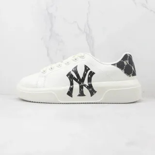Tênis branco e preto com sola de plataforma oversized NY Logo Sneakers