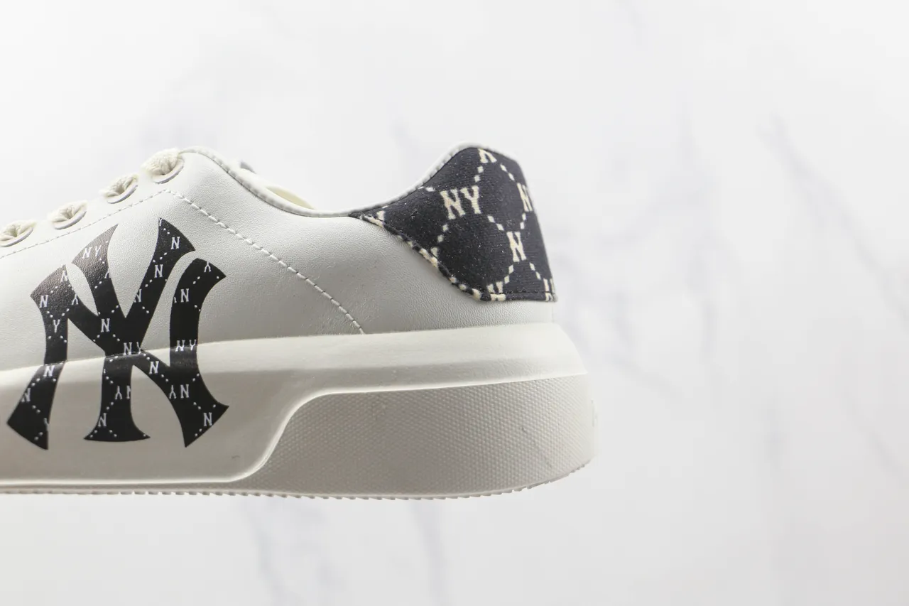 White Black Platform Sole Oversized NY Logo Sneakers 7