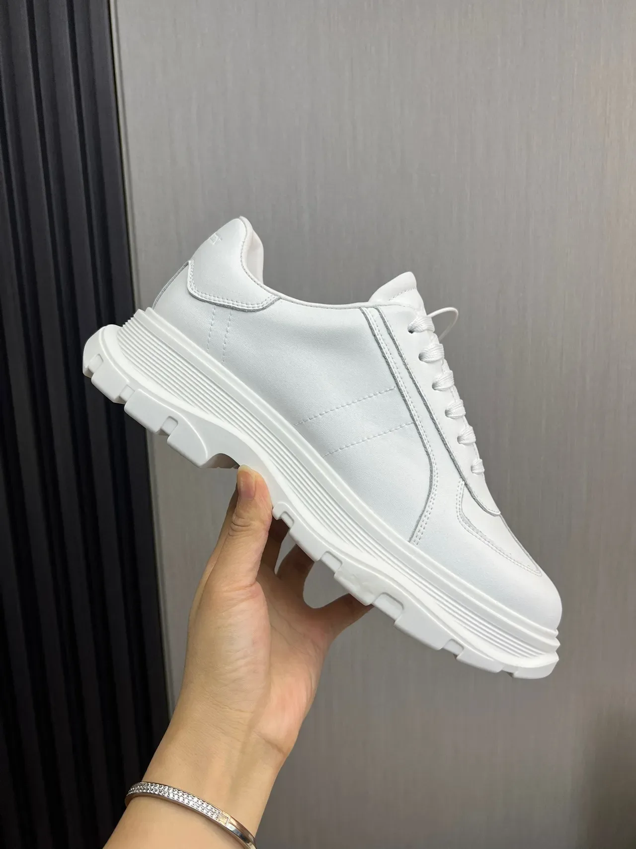 White Chunky Sole Panelled Sneaker 4
