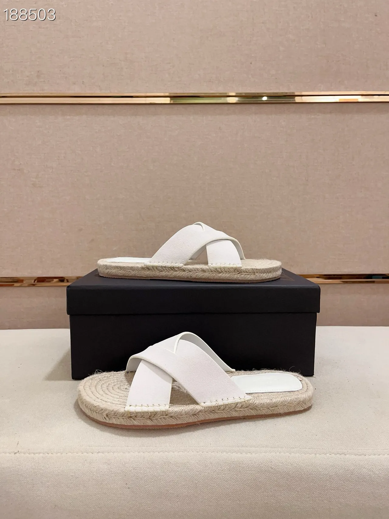 White Crisscross Strap Woven Jute Sole Slippers 5