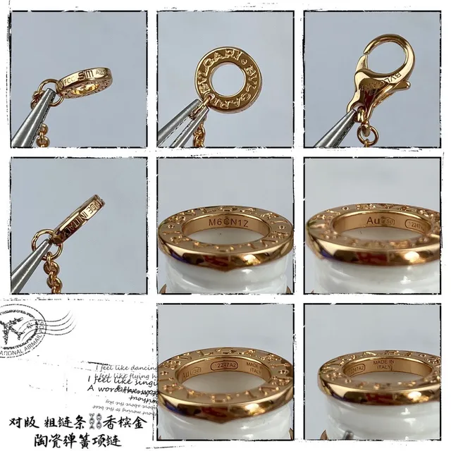 White Enamel Cylinder Pendant Gold-Tone Chain Necklace 7