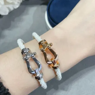 سوار ذهب أبيض حبل متشابك معدن لامع مشبك shackle