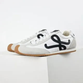 White Gray Retro Runner Silhouette Mixed Suede And Textile Upper Lifestyle Sneakers