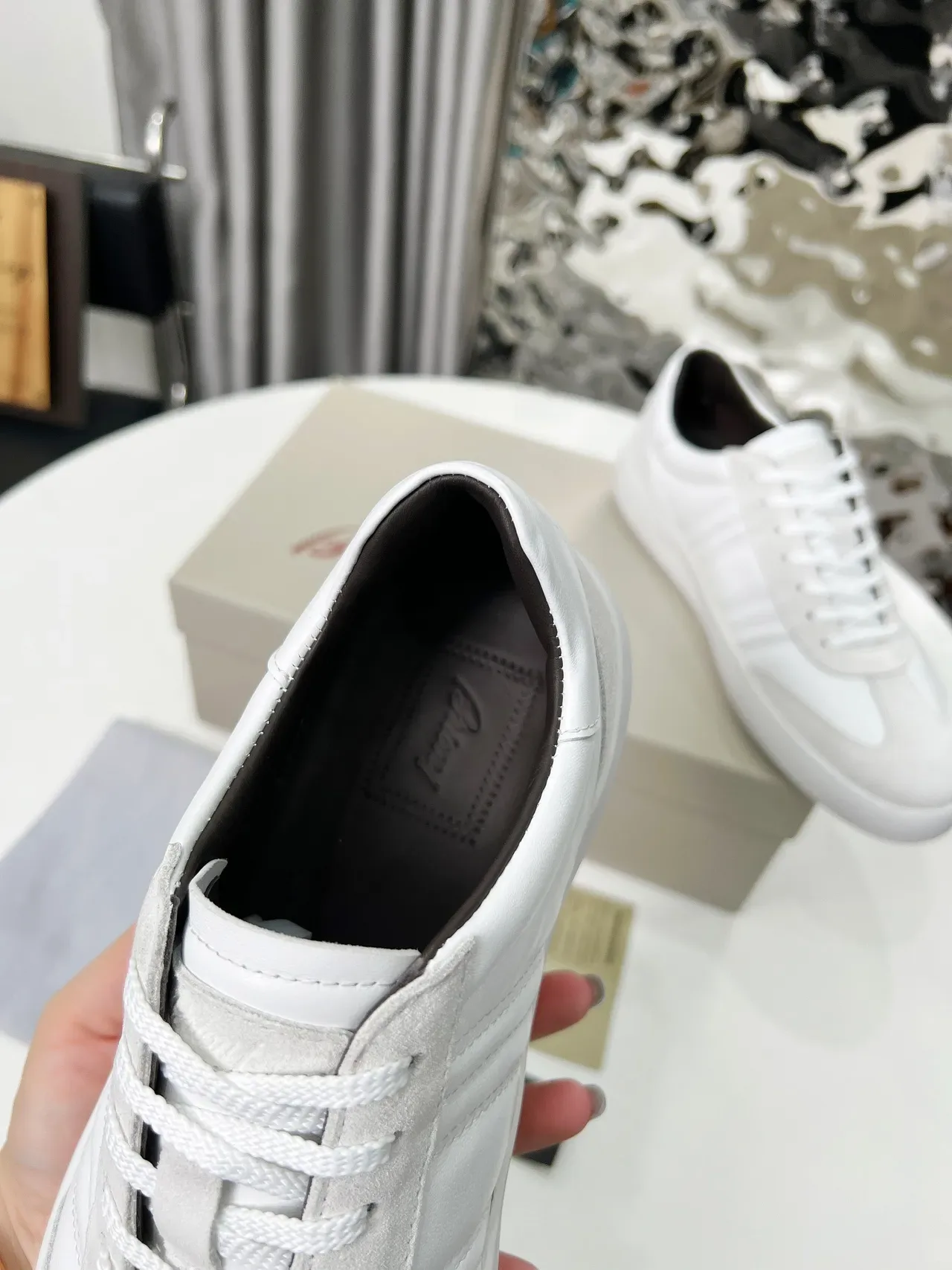 White Leather and Suede Panel Low-Top Lifestyle Sneakers 2