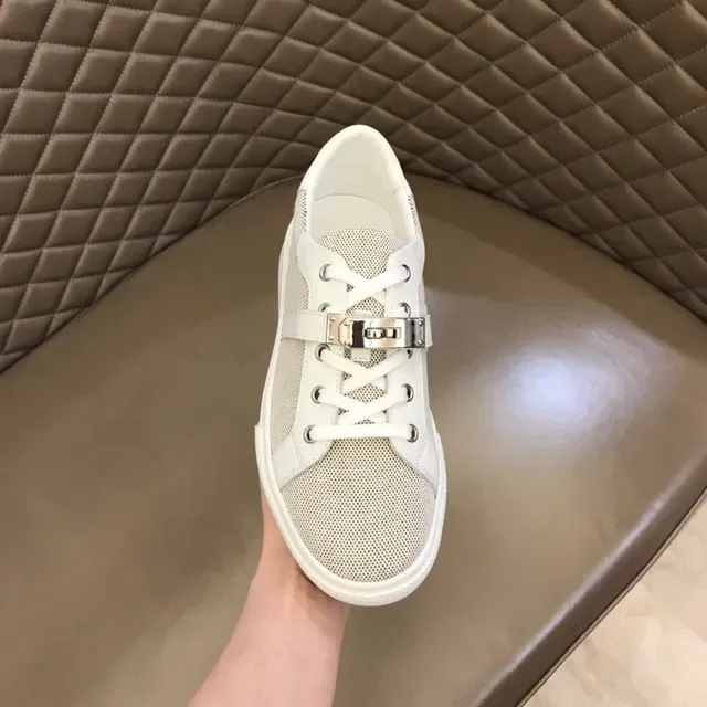 White Mesh and Leather Panel Low-Top Sneaker 2