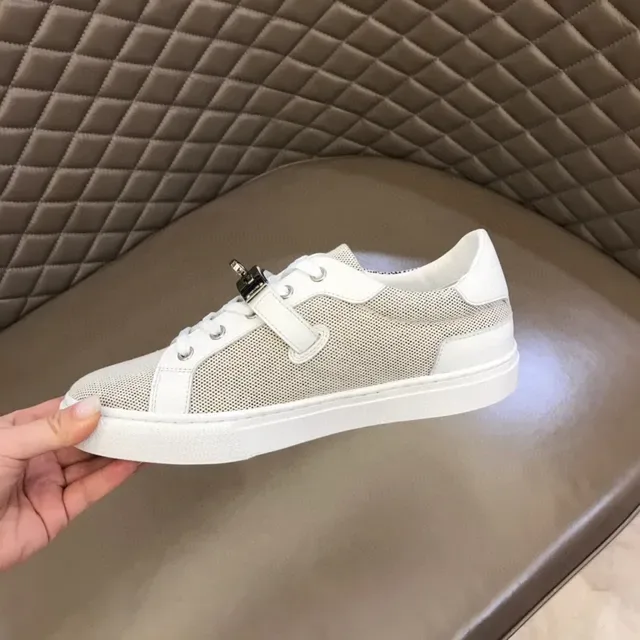White Mesh and Leather Panel Low-Top Sneaker 4
