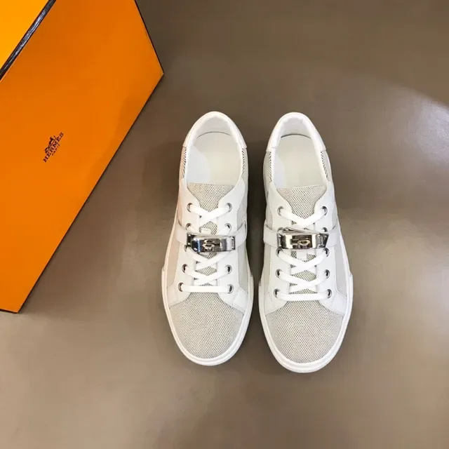 White Mesh and Leather Panel Low-Top Sneaker 9