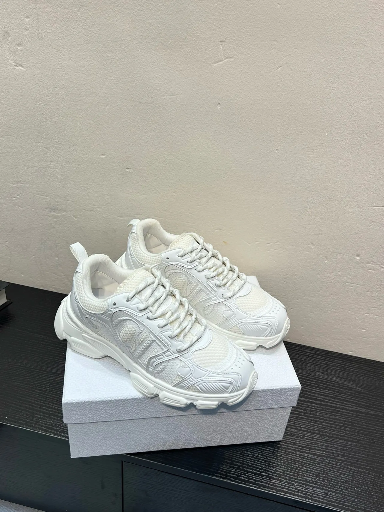 White Monochromatic Sculpted Midsole Chunky Sneakers 5