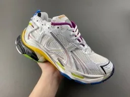 White Multicolor Accent Layered Overlay Sneakers 1