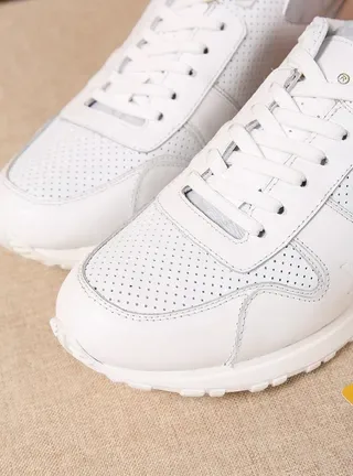 White Perforated Leather Minimalist Lifestyle Sneaker 4