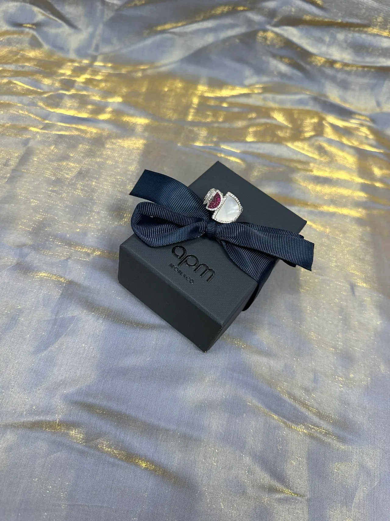 White Red Asymmetrical Multi-Stone Ring 4