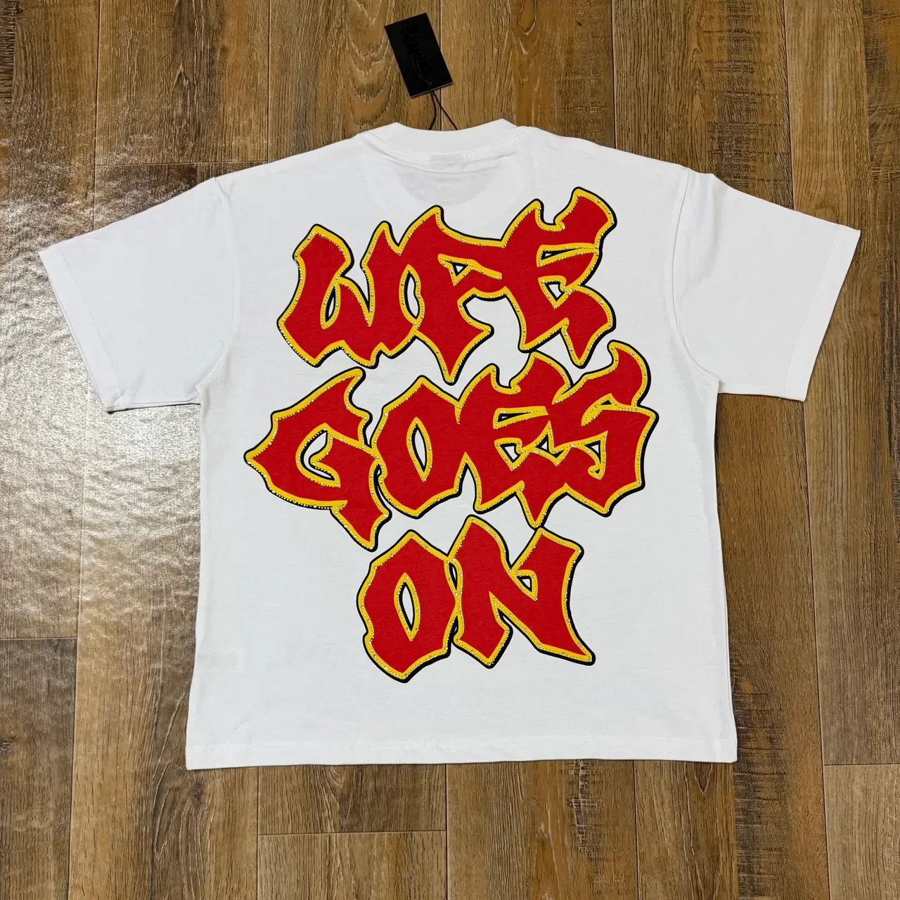 White Red Graphic-Print Crewneck T-Shirt 2