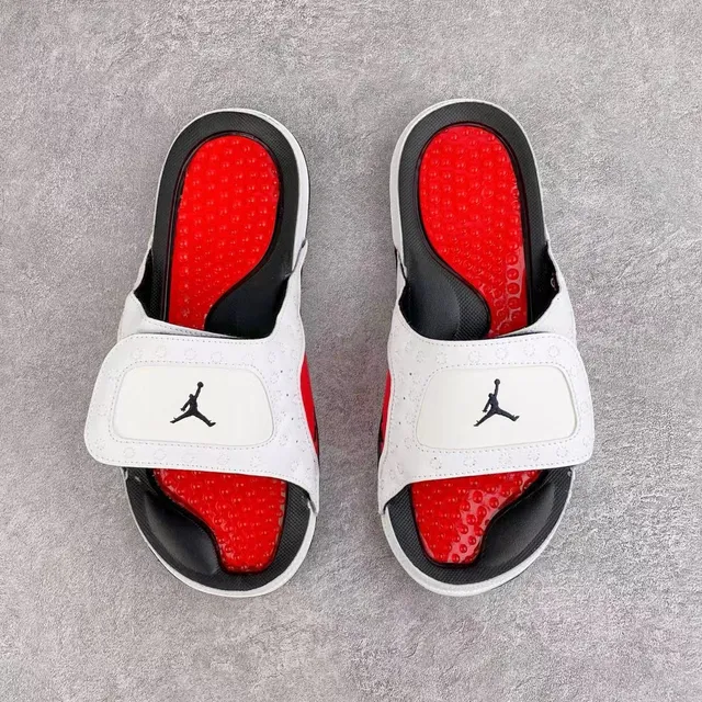 White Red Perforated Upper Triangular Midfoot Panel Casual Sandals 4