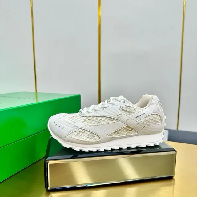 White Textured Mesh and Synthetic Overlay Sneaker 3